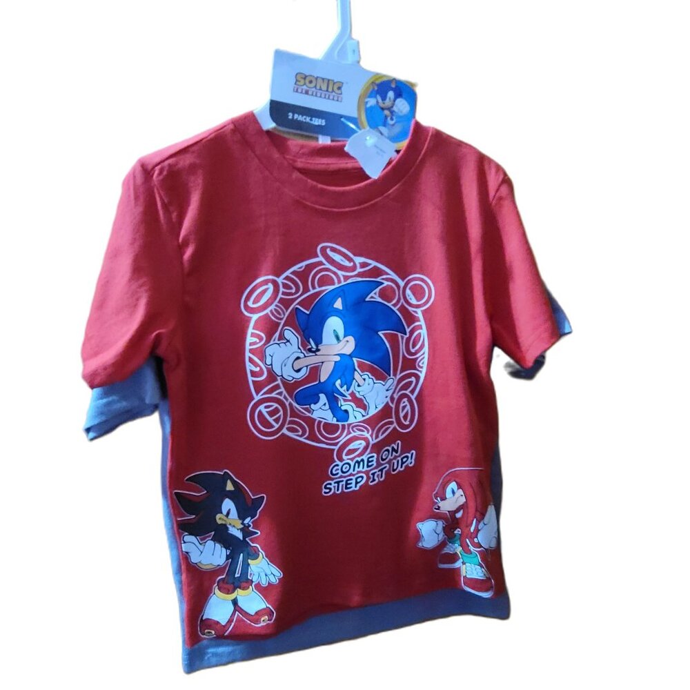Sonic the Hedgehog and Shadow Boy T-Shirt Size 7, (2 Pack) (NWT)